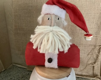 PRIMITIVE SANTA -Stump Santa-Primitive Christmas Tree-Mantle Doll-Shelf Sitter