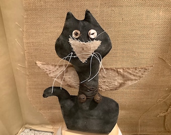 ANGEL-CAT-PRIMITIIVE hanging Cat Angel / Christmas, Holiday Ornament
