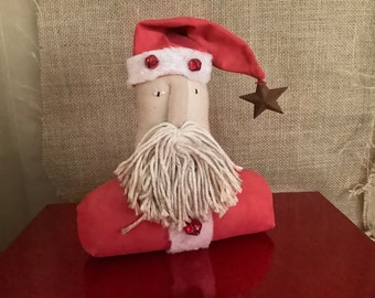 PRIMITIVE SANTA-Stump Santa—Primitive Christmas-Shelf Sitter