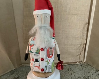 SANTA-CHRISTMAS-PRIMITIVE-Rustic-Shelf Sitter