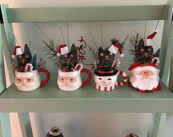 CHRISTMAS KITTYS, in various Christmas  CERAMICS -Holiday Decor