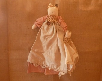 VINTAGE CAT with KITTEN-Doll-Shelf Sitter