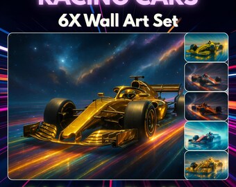 Racing Car Wall Art Set – Futuristic Speed Posters – Digital Download