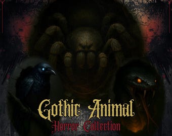 Dark Gothic Animal Art Prints – Raven, Snake & Spider Horror Wall Art – Digital Download Collection