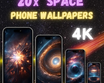 Space Phone Wallpapers Bundle – 20 Cosmic Backgrounds – 4K Vertical iPhone & Android Wallpapers