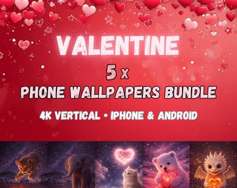 Valentine’s Day Phone Wallpapers Bundle - 5 4K Love Backgrounds for iPhone & Android