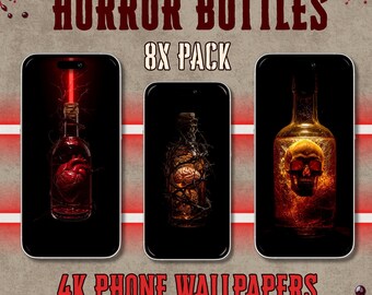 Horror Bottles Phone Wallpaper – 8 Pack Gothic 4K Occult Wallpapers (Digital Download)