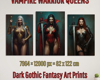 Gothic Vampire Warrior Art Prints – Dark Fantasy Female Vampires