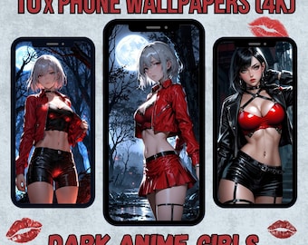 Dark Gothic Anime Girls – 10 Sexy 4K Phone Wallpapers | Metal | Leather & Latex Art Pack