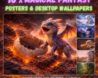 Fantasy Posters and Desktop Wallpapers - Cozy Magical Creatures Bundle