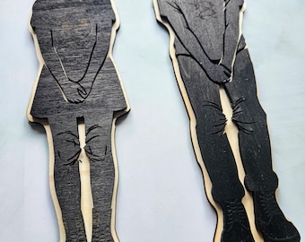 Gothic Wooden Toilet Sign Set, Handmade - Dark Wave 80s Style Toilet Sign - Gothic Decor Gift