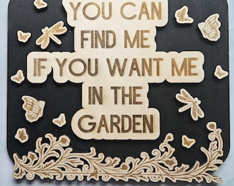 Handmade wooden garden sign, Dark Aesthetic – Laser-cut garden door sign – Gift for garden lovers