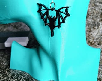 Bat Earrings Gothic Jewelry Acrylic Black Handmade Germany