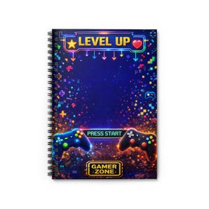 Cuaderno/Diario de espiral con mando de videojuegos Level Up