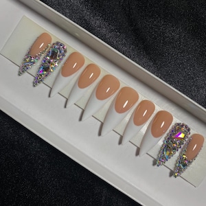Princess | White & Bling French Tip Press On Nails