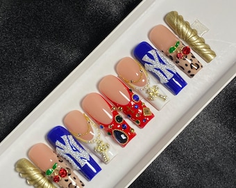 Bossy | Mixed New York Press On Nails | Gold Chrome Junk Nails
