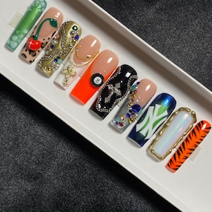 Drama | Mix Match Assorted Press On Nails | Junk Bling Nails