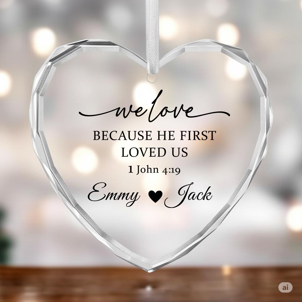 Personalized Christian Wedding Ornament, Engagement Couple Gifts, Custom Bible Verse Ornament, Our First Christmas Wedding Ornament