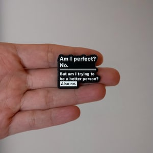 Am I Perfect? No. Funny Enamel Pins, Sassy Quote Hard Pin, Snarky Funny Lapel Pin, Sarcastic Quote, Gift for friend