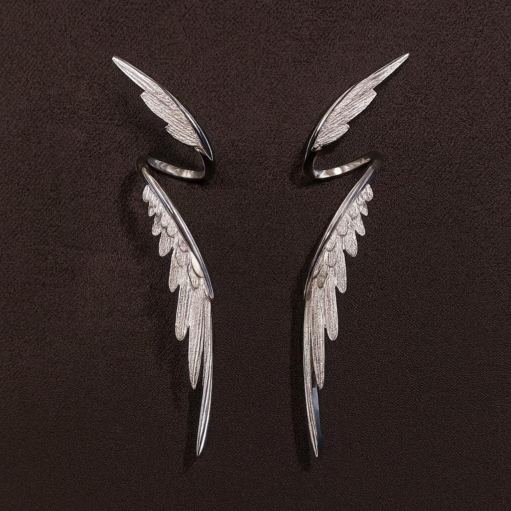 Angel Wing Earrings, Feather Dangle Drop Earrings for Women, Alloy ...