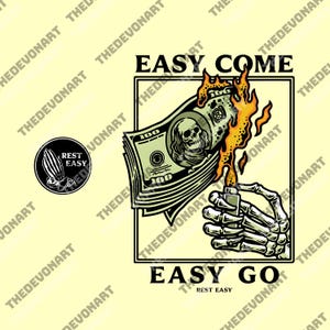 Rest Easy png、Easy Come Easy Go スケルトンデザイン、カジュアルで快適、男性と女性へのプレゼントに最適 png、ストリートウェアトップ png