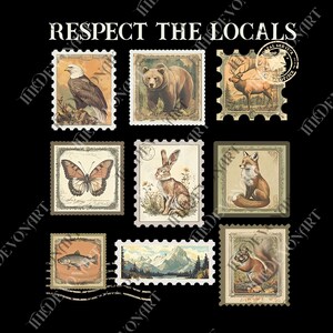 Respect The Local Wildlife png, Animal png, Gift For Nature Lover, National Parks Digital, Vintage Animals png