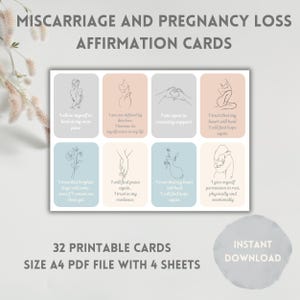 Cartes d'assistance imprimables en cas de fausse couche et de perte de grossesse, téléchargement numérique pour le deuil et les soins personnels