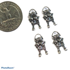 Plata Robot Boys Pewter Charms colgantes cuentas colgantes joyería suministros hallazgos -8pc