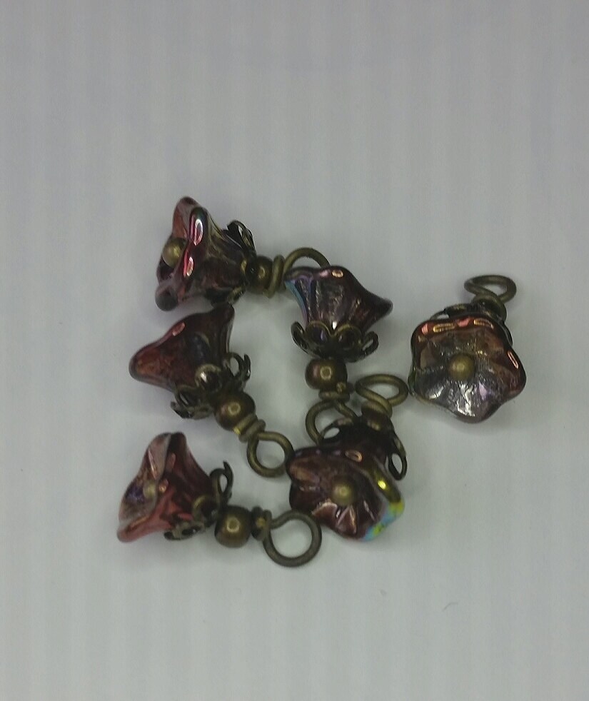 Taupe Pearl Crystal Gold Wire Swarovski Crystals Charms