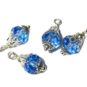 Cristal facetado azul zafiro - Dijes - Accesorios de plata - Dijes - Colgantes - Fabricación de joyas