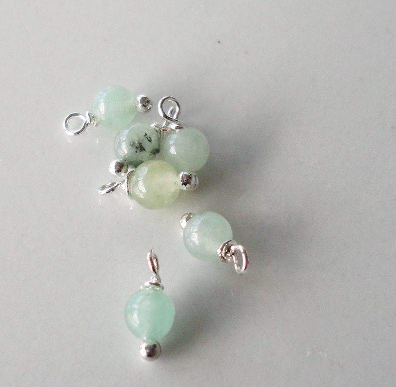 Handmade Bead Gemstone Drops Green Baby Jade Charms Dangles Free