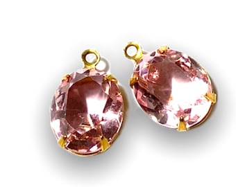 Pendientes colgantes vintage de cristal Swarovski en rosa claro: cuentas hechas a mano (2)