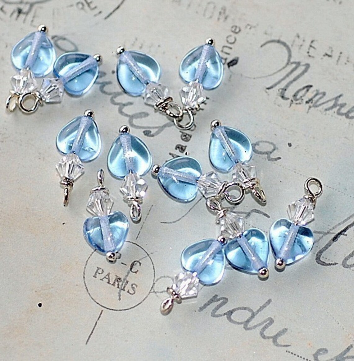 Bead Dangle Sapphire Heart Charms Pendants Jewelry Making Etsy