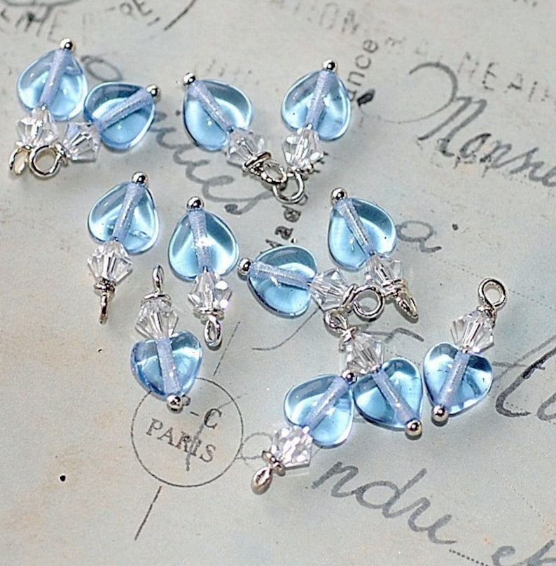 Bead Dangle Sapphire Heart Charms Pendants Jewelry Making Etsy