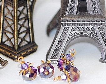 Bead Dangles Drops  Amethyst crystal Charms jewelry making pendant purple