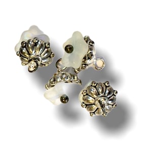 Crystal Flower Bead Charms -  Bell Flower Charms - Jewelry Making - Brass - Lucite - Swarovski Crystal