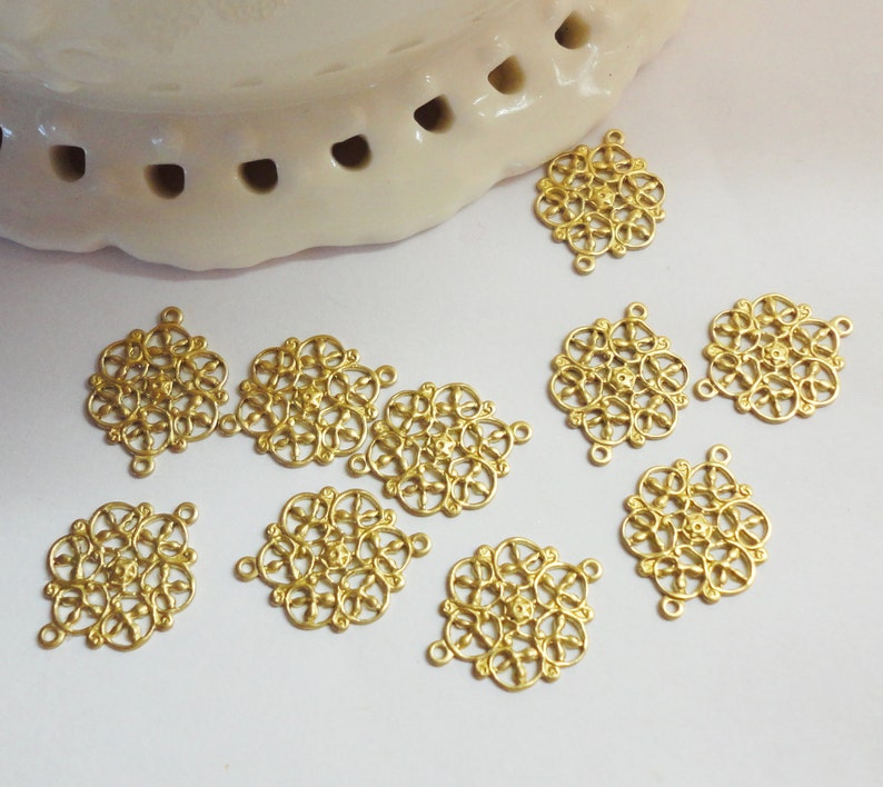 Filigree Brass Connectors Gold Jewelry Making Beads Free Etsy