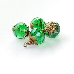 Dijes de cristal verde manzana, cuentas colgantes, suministros para hacer joyas, colgantes, aretes