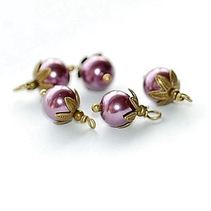 Accesorios para hacer joyas con cuentas colgantes de perlas moradas