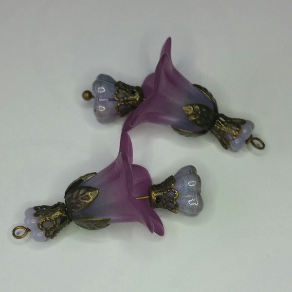 FREE SHIP Coupon Plum Purple flower Crystals Charms Pendant Earrings Faceted Bead Dangle