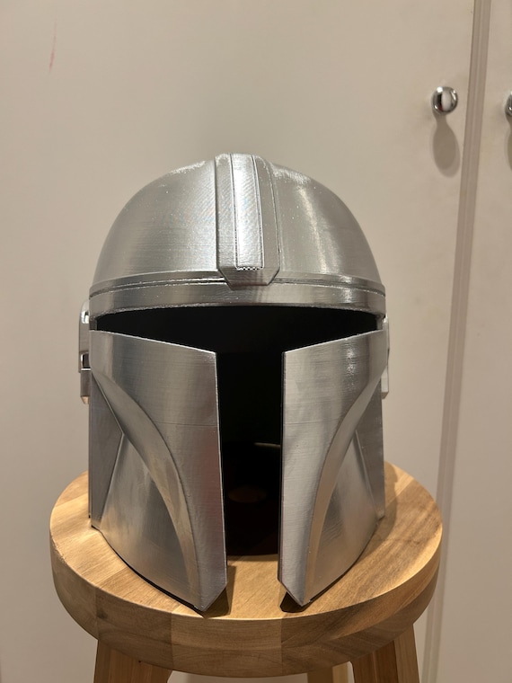 Star War Mandalorian Helmet 3D Print Silver Paint - Etsy