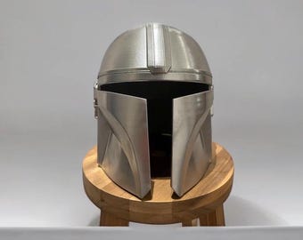 Star War Mandalorian Helmet 3D Print Silver Paint