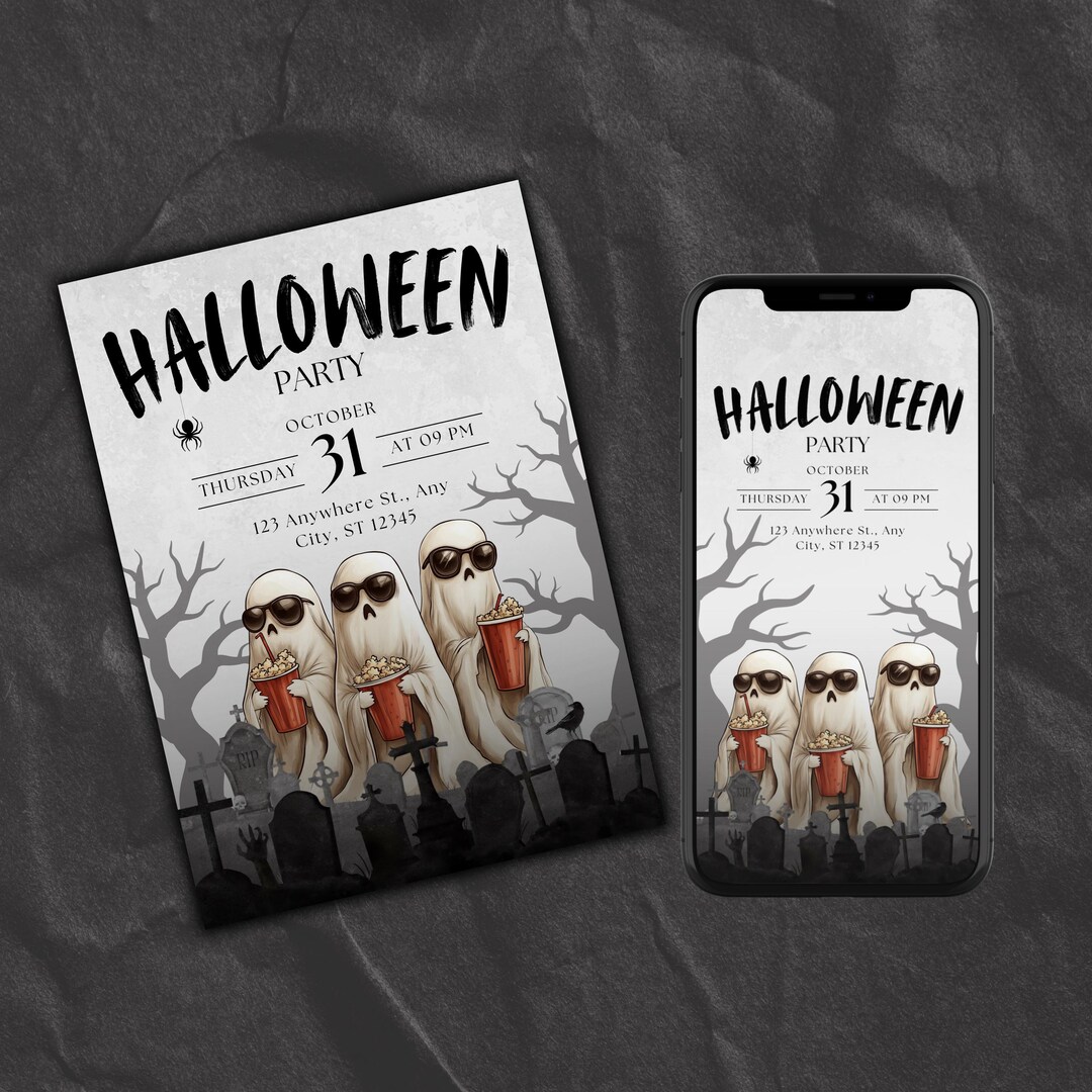 Editable Canva Halloween Party Invitation Canva Template Instant ...