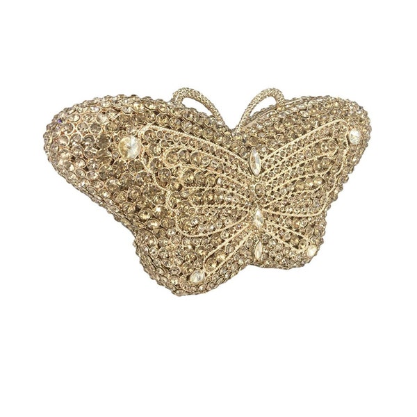 Vintage 90s Glam Butterfly Clutch Women Crystal Evening Bags Wedding Party Rhinestone  Handbags Party Purse