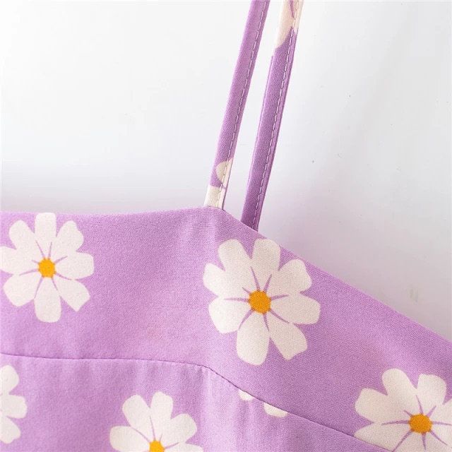 Retro 90s Vintage Lavender Spaghetti Strap Daisy Dress Euphoria Maddy Perez