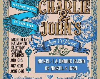 Handmade Medium Light Balanced Electric Guitar Strings - Charlie & Johns - Made in the USA   .010, .013, .017, .026, .036, .046