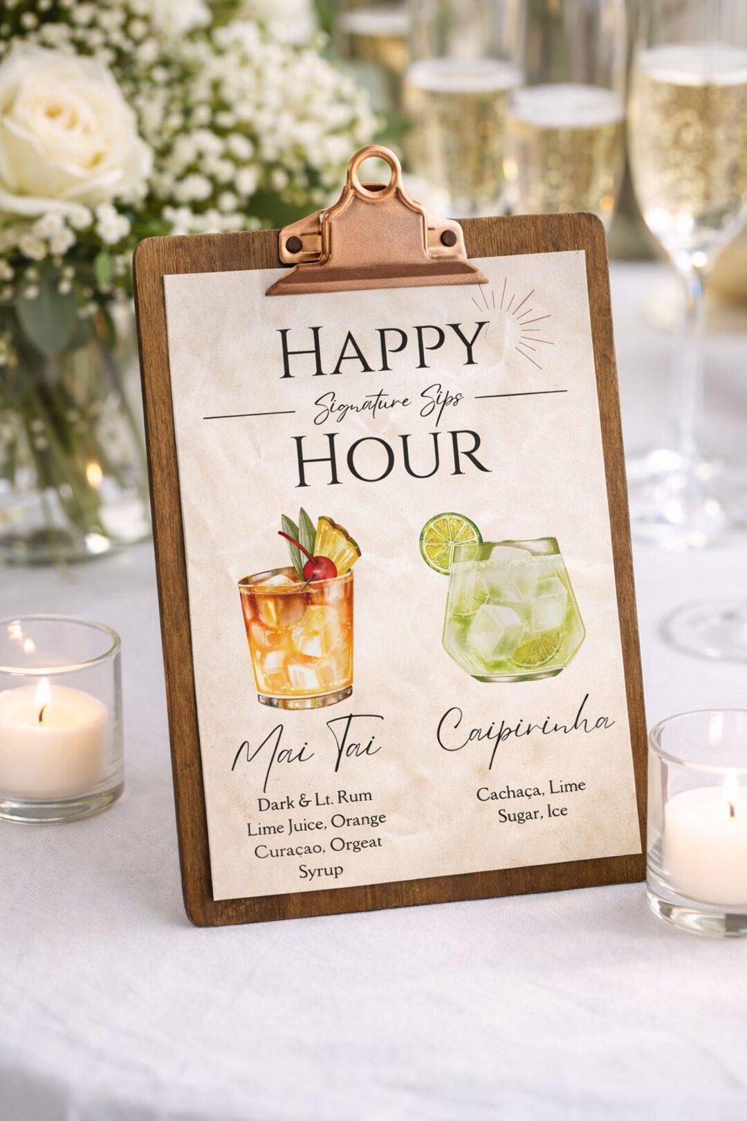 Happy Hour Sips Printable Menu | 5x7 8x10 11x14 A4 Bar Sign | Instant ...