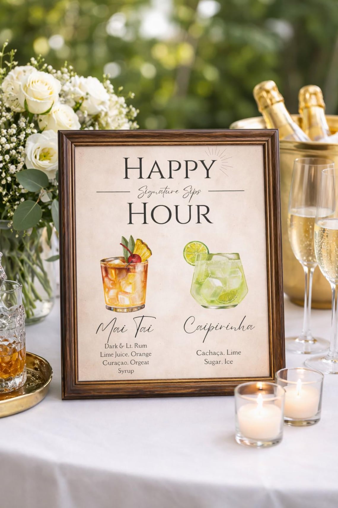 Happy Hour Sips Printable Menu | 5x7 8x10 11x14 A4 Bar Sign | Instant ...