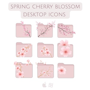 Cherry Red Blossom Desktop Icons And Wallpapers, Desktop Icon Set, Desktop Wallpaper, Mother&#39;s Day Gift