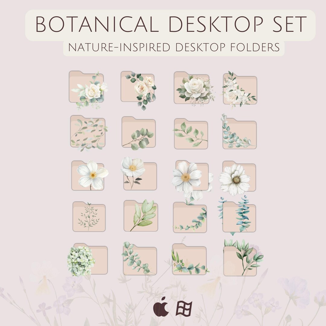 Botanical Desktop Icons and Wallpapers, Aesthetic Computer Organization ...